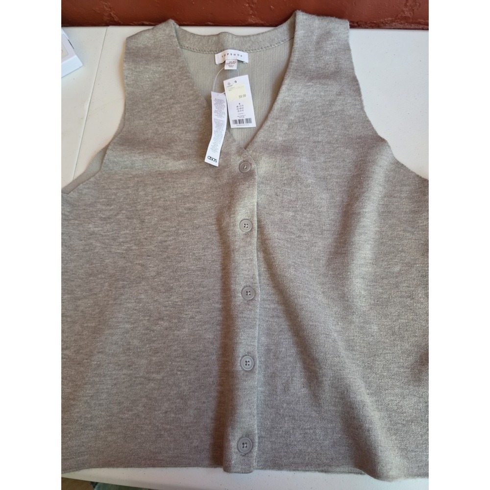 NWT New Top Shop Asos Nordstrom Grey Vest Button Down Casual Office Knit Cotton